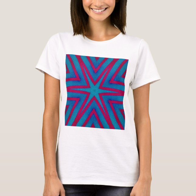 Star Red and Blue Geometric T-Shirt (Front)