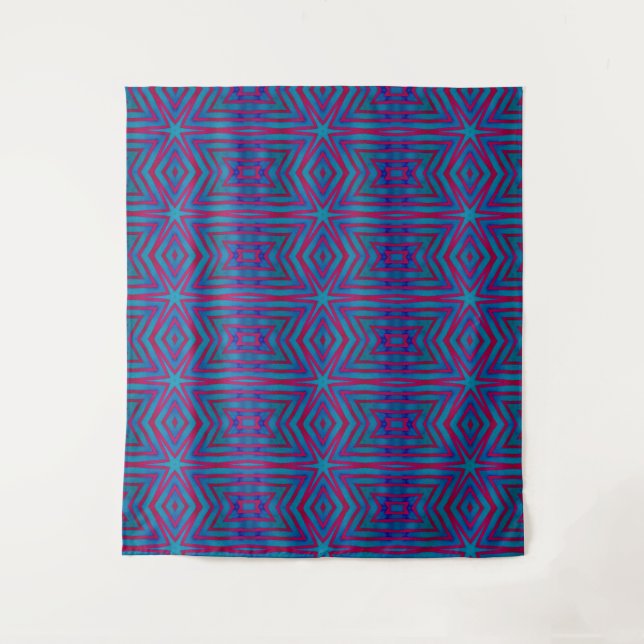 Star Red and Blue Geometric Tapestry (Front)