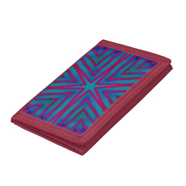 Star Red and Blue Geometric Trifold Wallet (Bottom)