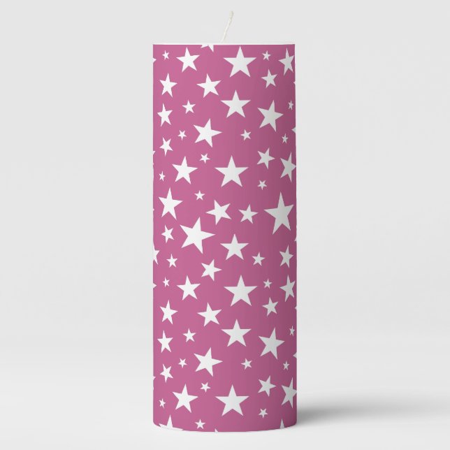 Star Repeating Pattern Pillar Candle (Front)