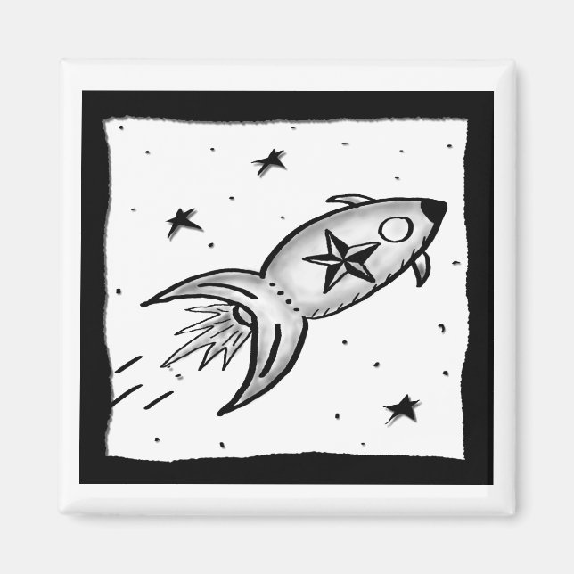 Star Rocket Ship by Cussdum Designs Magnet (Front)