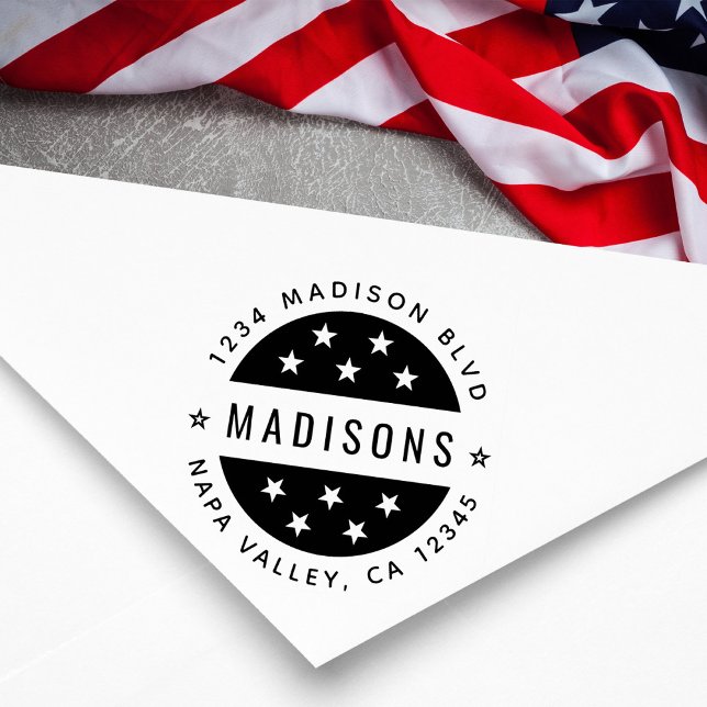 Star Round Script Return Address Rubber Stamp (Creator Uploaded)