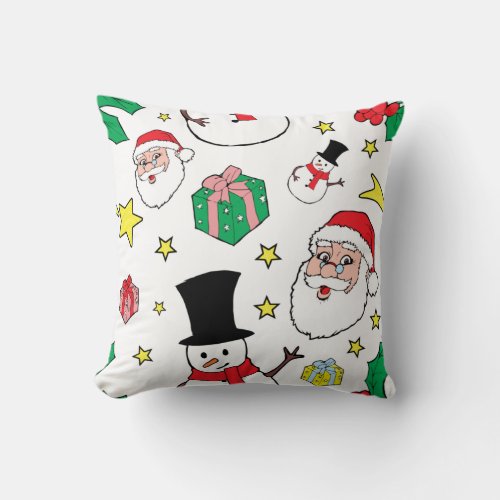 Star Santa Claus Snowman Christmas Throw Pillow