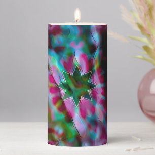 Star shadows on flowery spots, colors to dark pink pillar candle