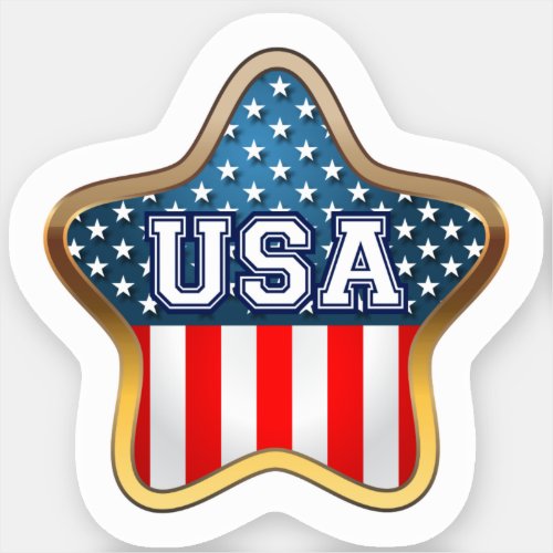 Star_Shaped American Flag Sticker