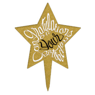 Star-shaped Congratulations on "your” birthday Cake Topper