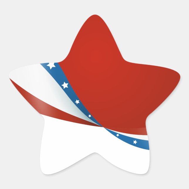 Star Shaped Patriotic Red White and Blue Sticker (Front)