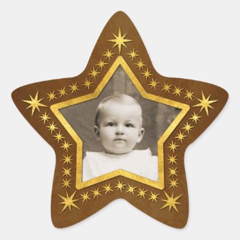 Star Shaped Photo Frame Star Sticker by TimeEchoArt at Zazzle