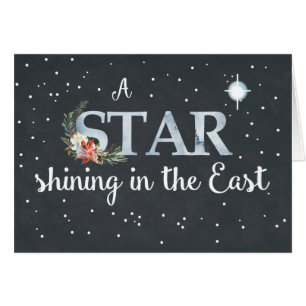 Star Shining Christmas Poinsettia on Black Cards