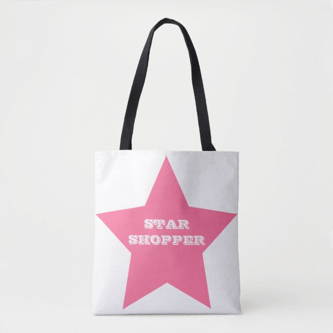 STAR SHOPPER Big Pink Star All-Over-Print Tote Bag