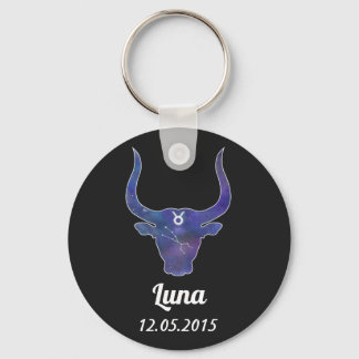 Star sign bull with space keychain