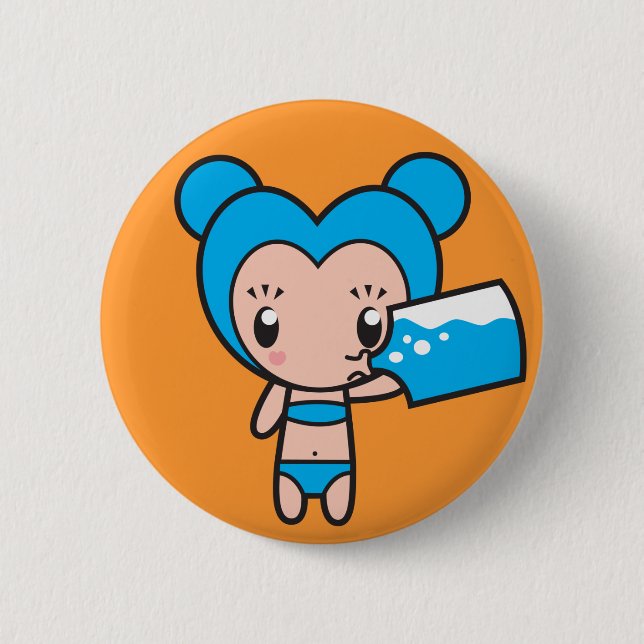 Star Sign Character - Aquarius Pinback Button (Front)