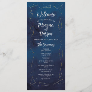 Star Sign Navy Wedding Menu Ceremony Details