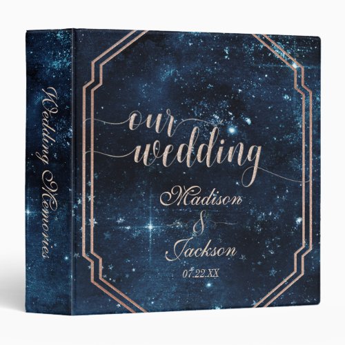 Star Sky Celestial Galaxy Wedding Photo Album 3 Ring Binder