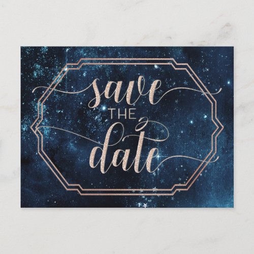 Star Sky Celestial Galaxy Wedding Save the Date Announcement Postcard