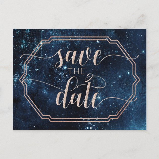 Star Sky Celestial Galaxy Wedding Save the Date Announcement Postcard (Front)