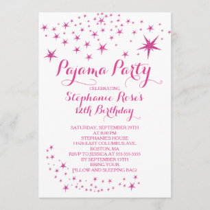 Star Sleepover Party Birthday Party Invitations
