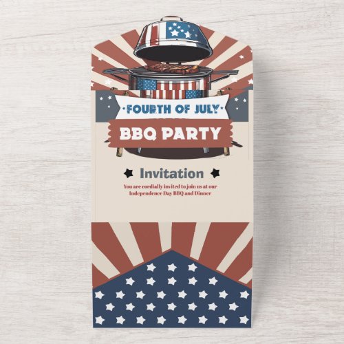 Star_Spangled 4th of July BBQ Tri_Fold Invitation