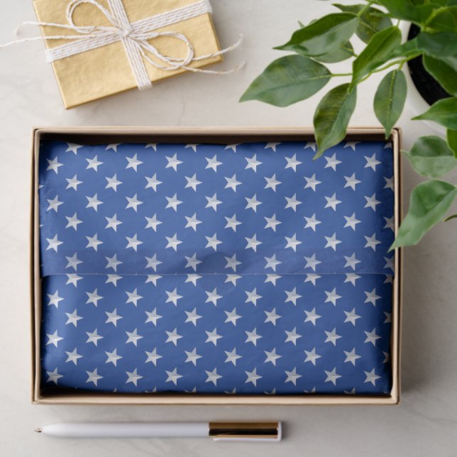 Star Spangled Americana Silver On Navy Blue Tissue Paper (Gift)