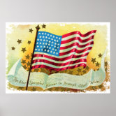 American Flag and Lyrics to Star Spangled Banner Poster for Sale