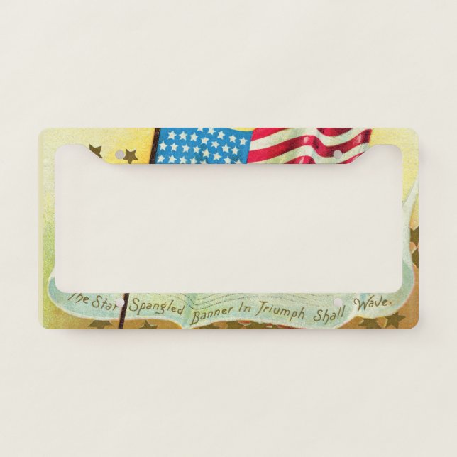 Star Spangled Banner American Flag License Plate Frame (Front)