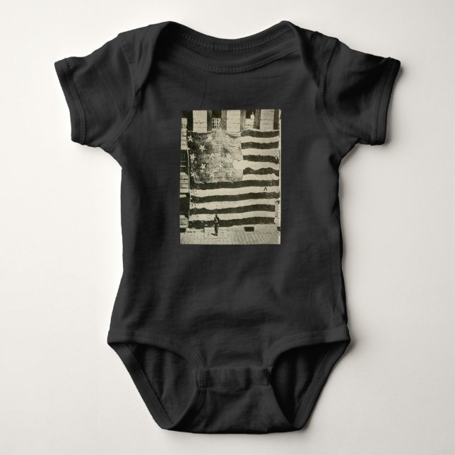 Star Spangled Banner: American Flag on Display Baby Bodysuit (Front)