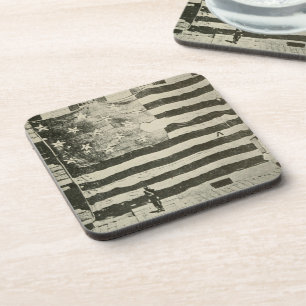 Star Spangled Banner: American Flag on Display Beverage Coaster