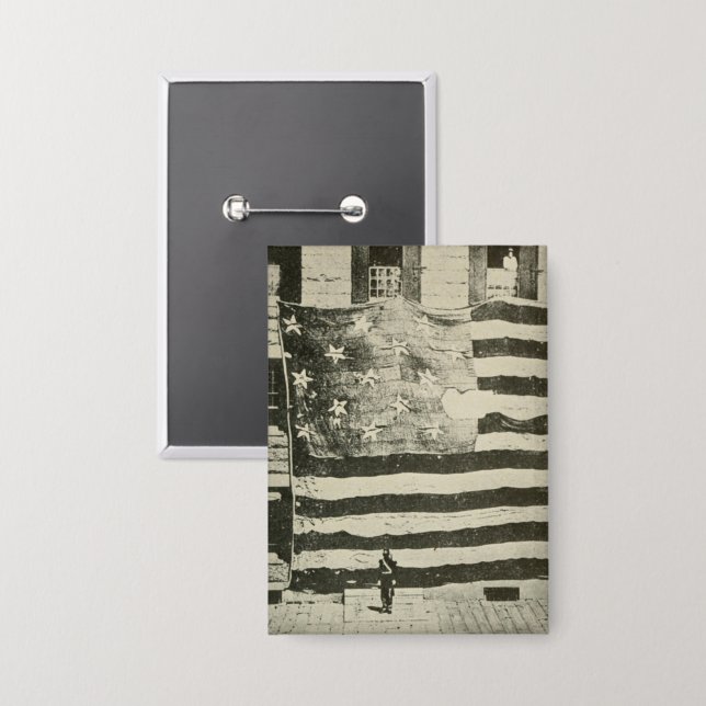 Star Spangled Banner: American Flag on Display Button (Front/Back)