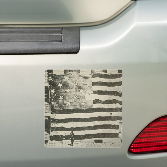 Star Spangled Banner: American Flag on Display Car Magnet (In Situ)