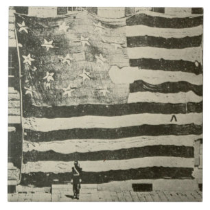 Star Spangled Banner: American Flag on Display Ceramic Tile