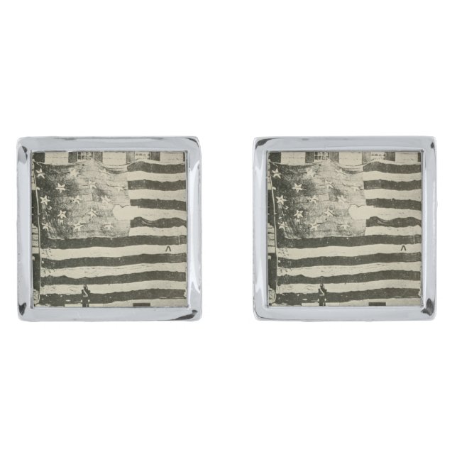 Star Spangled Banner: American Flag on Display Cufflinks (Front)