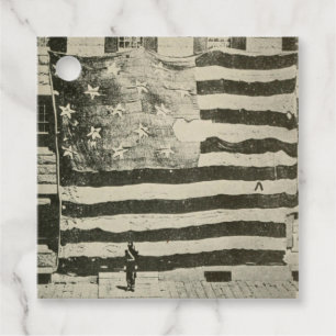 Star Spangled Banner: American Flag on Display Favor Tags