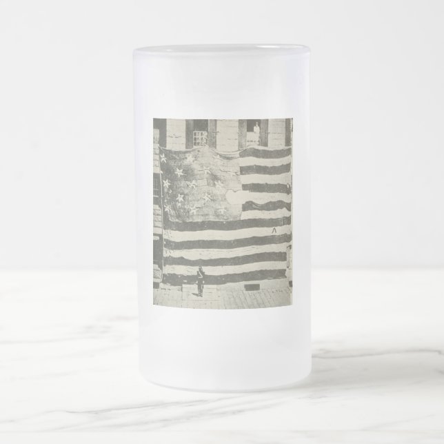 Star Spangled Banner: American Flag on Display Frosted Glass Beer Mug (Center)