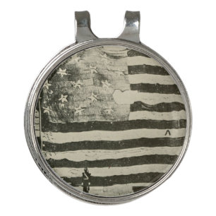 Star Spangled Banner: American Flag on Display Golf Hat Clip