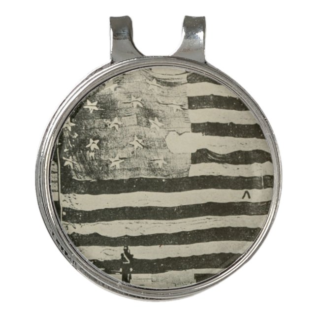 Star Spangled Banner: American Flag on Display Golf Hat Clip (Front)