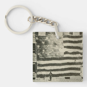 Star Spangled Banner: American Flag on Display Keychain