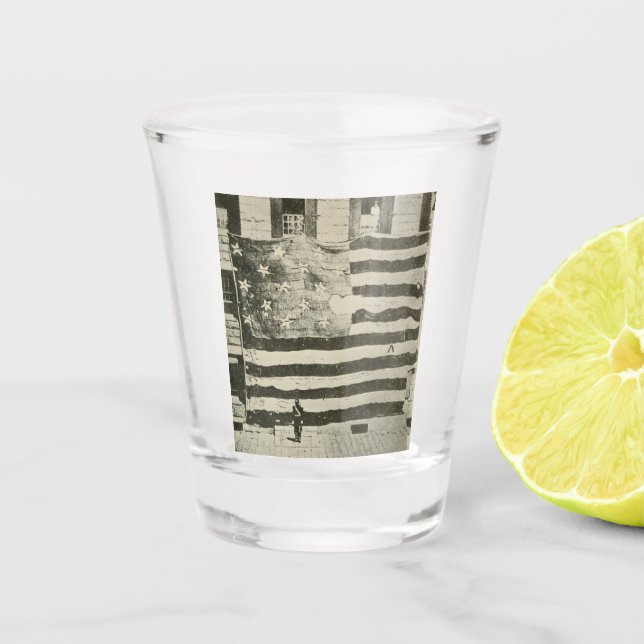 Star Spangled Banner: American Flag on Display Shot Glass (Front)