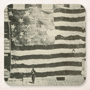 Star Spangled Banner: American Flag on Display Square Paper Coaster