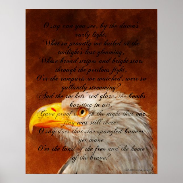 Star Spangled Banner Lyrics Eagle Poster (Front)