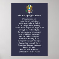 American Flag and Lyrics to Star Spangled Banner Poster for Sale