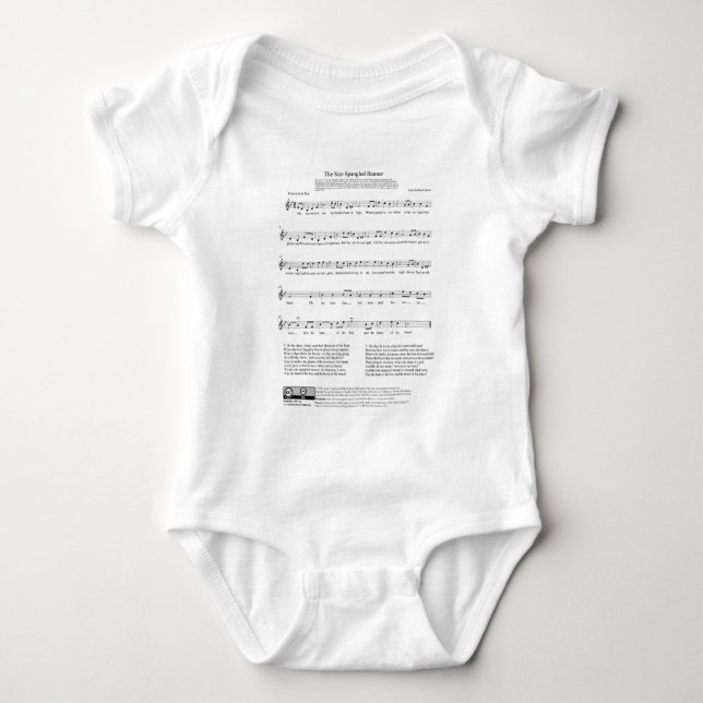 Star-Spangled Banner National Anthem Music Sheet Baby Bodysuit (Front)
