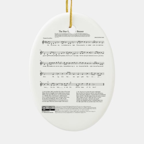 Star_Spangled Banner National Anthem Music Sheet Ceramic Ornament
