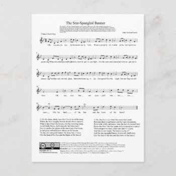 Star-spangled Banner National Anthem Music Sheet Postcard by EnhancedImages at Zazzle