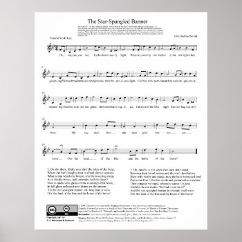 Star-spangled Banner National Anthem Music Sheet Poster by EnhancedImages at Zazzle