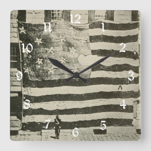 Star_Spangled Banner US Battlefield Flag American  Square Wall Clock