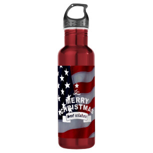 Star-Spangled Christmas: Celebrate the Season Stainless Steel Water Bottle