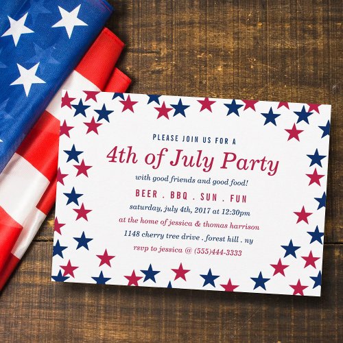 Star_Spangled Confetti 4th Of July Party Invitation
