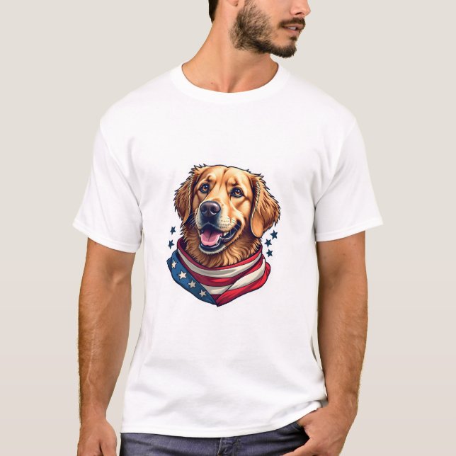 Star Spangled Golden Retriever Vintage Tee (Front)