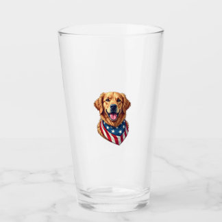 Star Spangled Golden Retriever Vintage Tee 4 Glass