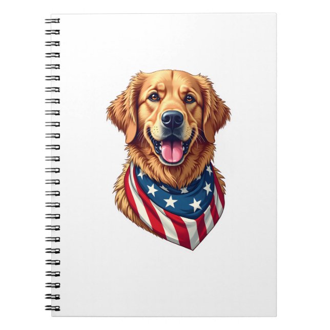 Star Spangled Golden Retriever Vintage Tee 4 Notebook (Front)